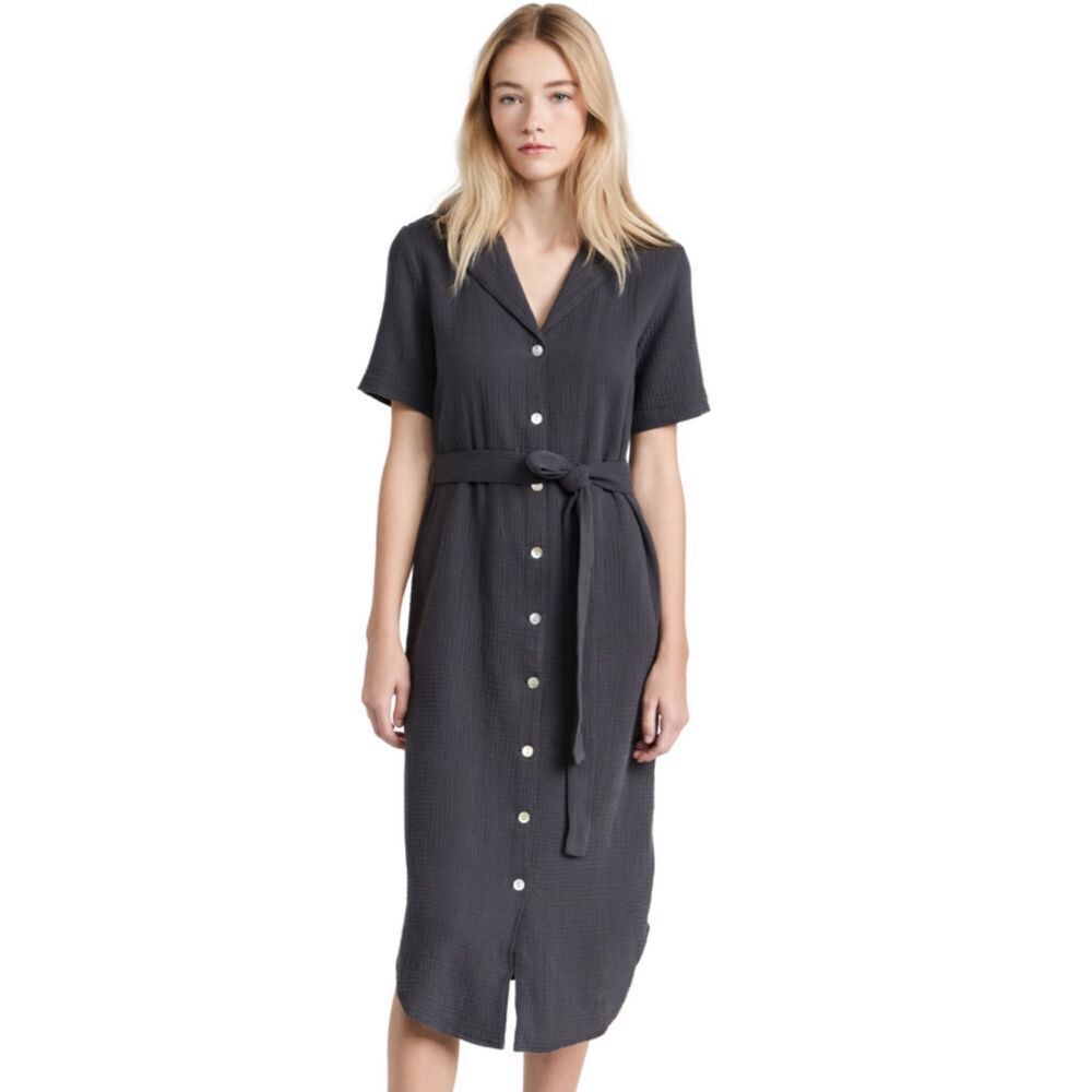 Faherty Womens Organic Cotton Nolita Dream Gauze Dress Washed Charcoal Gray Medi